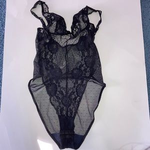 Vintage Victoria’s Secret Bodysuit Teddy Black Lace Small